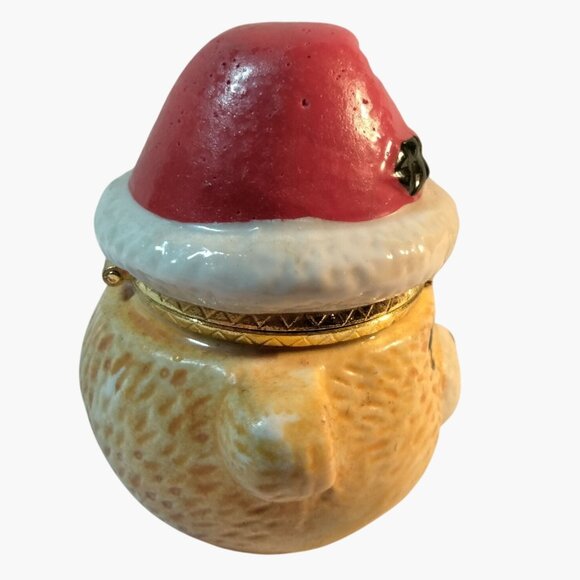 Bear Shaped Ceramic Trinket Box Santa Hat Christmas Treasure Gift - Picture 5 of 8